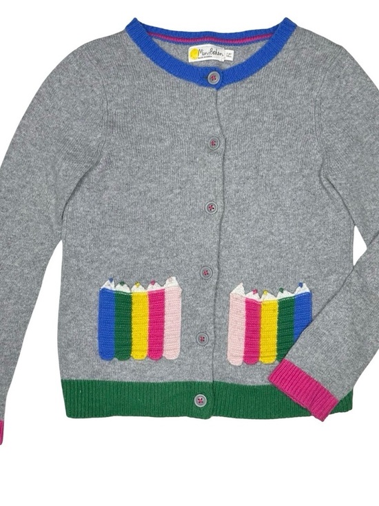 Mini Boden Other - Mini Boden Gray Pencil Pockets Cardigan Sweater Sz 6-7